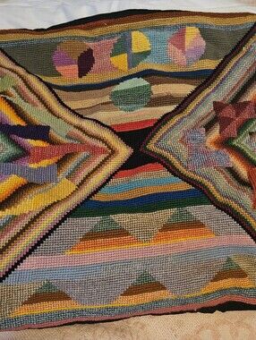 Hand Made Needlepoint Pillow Cushion Cover Southwestern Colors.  Beautiful!